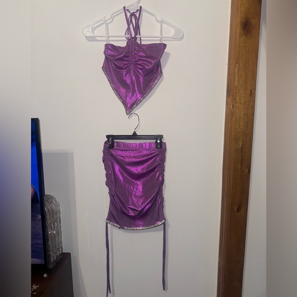 SHEIN Purple Metallic Two-Piece XS Set - Picture 1 of 7